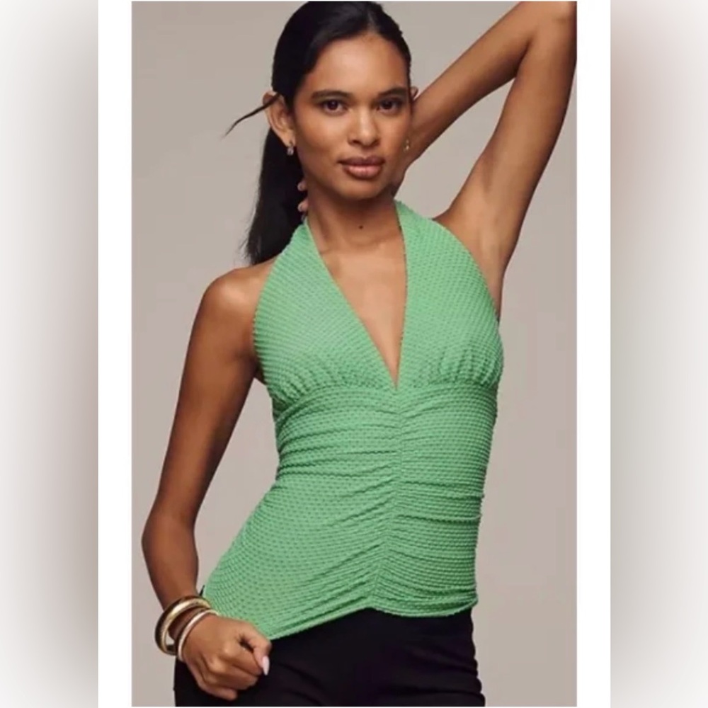 💚 Anthropologie Textured Halter Swim Top – Size Small